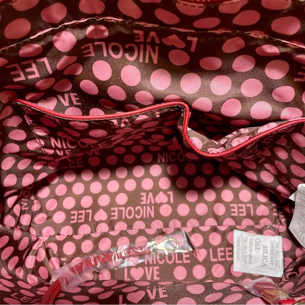 Nicole Lee NL Laser Cut Monogram Shopper with Studding, NWT and Dustbag